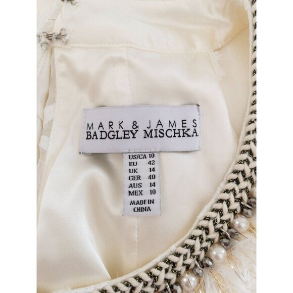 Badgley Mischka Embroidered Halter Wedding Dress - Ivory Sleeveless Gown With Fl - Picture 14 of 14